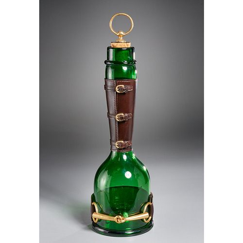 Gucci leather and gilt metal horse bit decanter