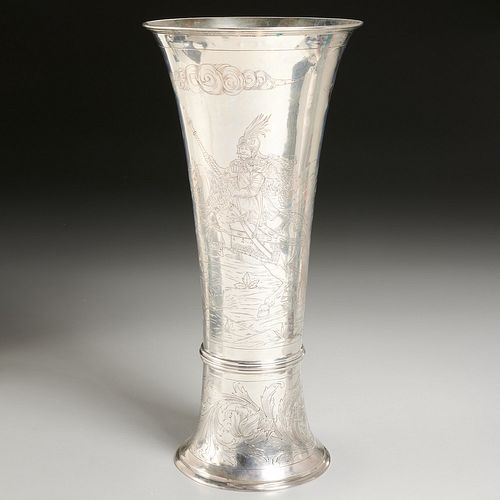 Georg Roth, large engraved sliver vase