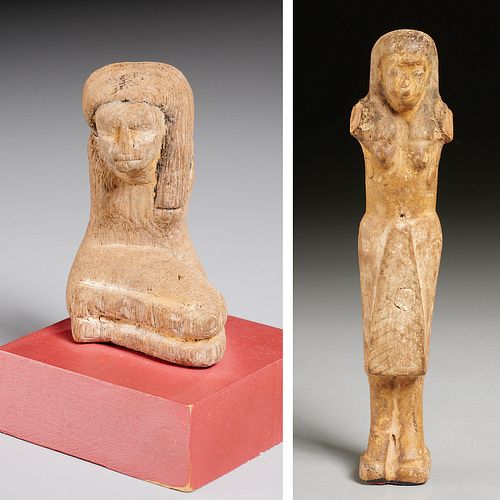 (2) Ancient Egyptian wood figures, ex-museum