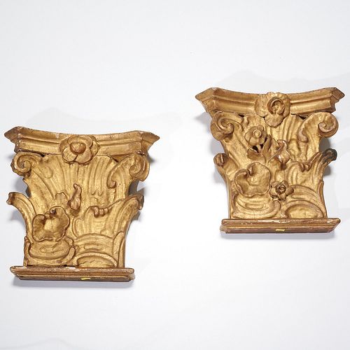 Pair Italian Baroque giltwood brackets