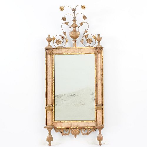 Rare Bilbao Neoclassical marble inlaid mirror