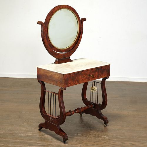 Empire mahogany dressing table, signed Chapuis