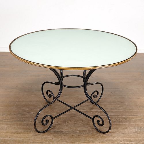 French brass mounted wrought iron garden table