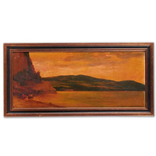 Hudson River School, painting, illegibly signed