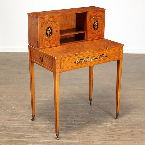 Adam style painted satinwood lady's writing desk