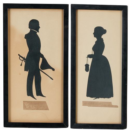 Auguste Edouart, pair of silhouettes, 1842