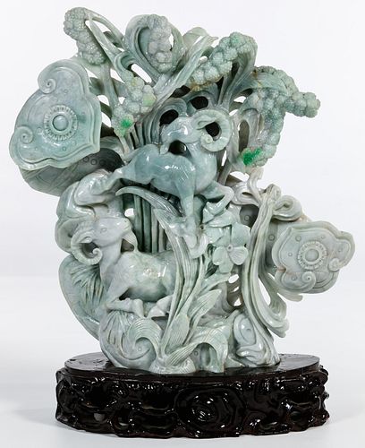 Chinese Jadeite Jade Ram Carving