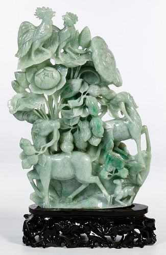 Chinese Jadeite Jade Rooster Carving