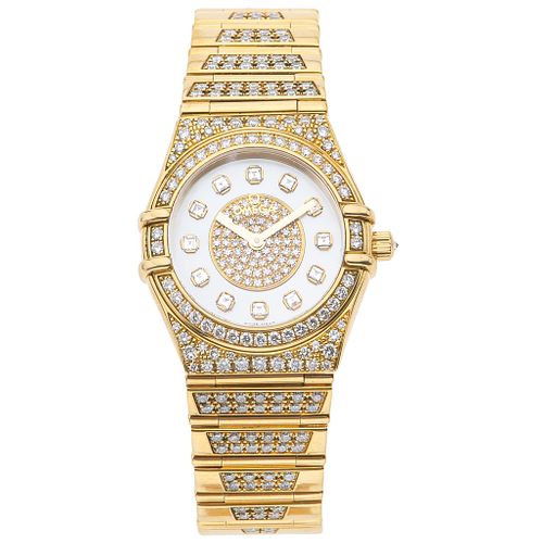 OMEGA WITH DIAMONDS. 18K YELLOW GOLD