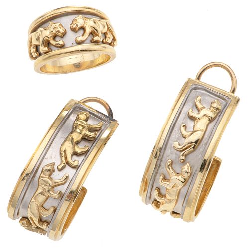 RING AND EARRINGS SET. 14K AND 10K YELLOW GOLD 