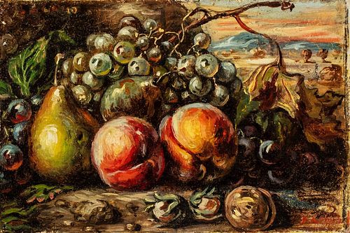 Giorgio de Chirico (Volos 1888-Roma 1978)  - Still life with fruits, 1952