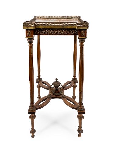 A Louis XVI Style Gilt Bronze Mounted Table Height 32 x width 15 3/4 x depth 15 3/4 inches.