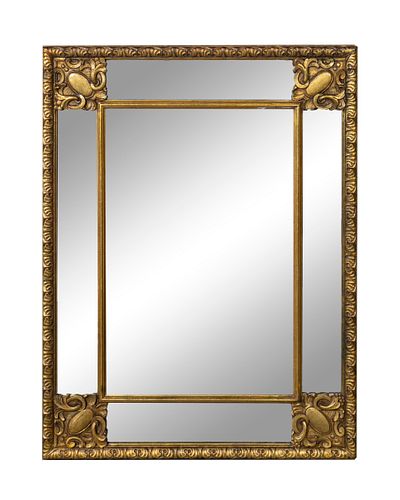 An Italian Baroque Style Giltwood Mirror Height 39 x width 30 inches.