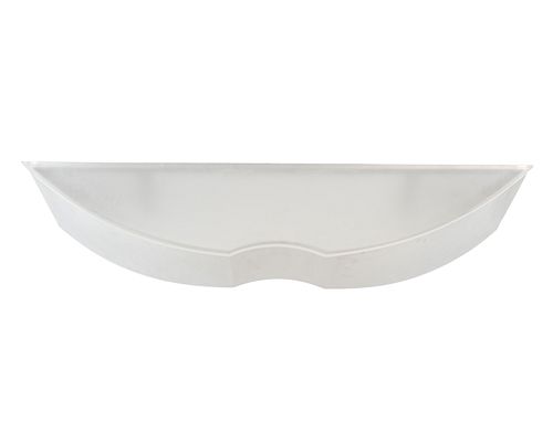 A Contemporary Chrome and Frosted Glass Top Wall Mounted Console Height 21  width 70 x depth 14 inches.