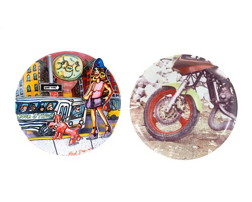 Red Grooms and Robert Rauschenberg (American, b. 1937, and 1925-2008) MoonstruckModel 1044, #728, 1994; the Rauschenberg Plate an Exclusive Edition fo