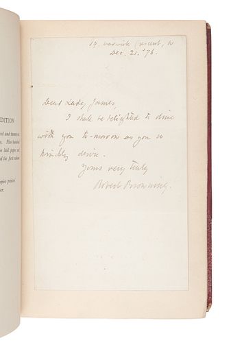 [BINDINGS]. BROWNING, Robert (1812-1889). Works. London: Smith, Elder & Co., 1912. LIMITED EDITION, "Centenary Edition." [Bound in:] Autograph letter 