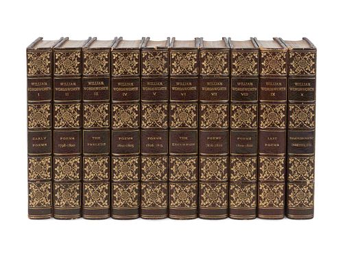 [BINDINGS]. WORDSWORTH, William (1770-1850). The Complete Poetical Works of William Wordsworth. Boston and New York: Houghton Mifflin Company, 1910-19