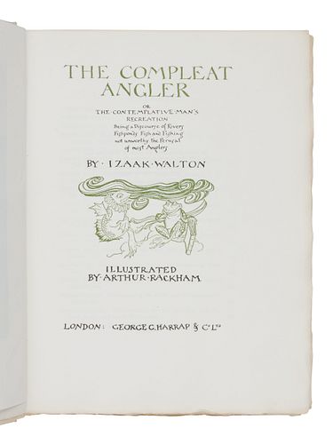 [ILLUSTRATED BOOKS]. RACKHAM, Arthur (1867-1939), illustrator. -- WALTON, Izaak (1593-1683). The Compleat Angler. London: George C. Harrap & Co. Ltd.,