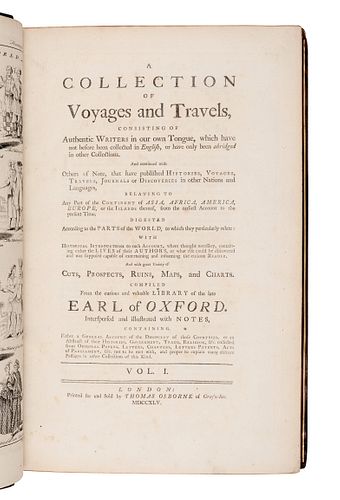 [TRAVEL & EXPLORATION]. OSBORNE, Thomas (d.1767). A Collection of Voyages and Travels. London: Thomas Osborne, 1745. 