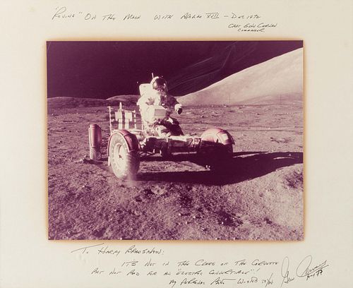 [APOLLO XVII]. CERNAN, Eugene Andrew, Captain (1934-2017). Photograph signed and inscribed on mount. 