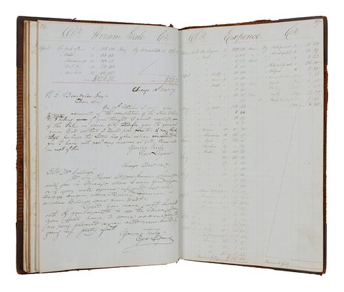 [CHICAGO HISTORY - CHICAGO FIRE]. MANUSCRIPT LEDGER of D. Clark and Company, Chicago, 1849-1873.