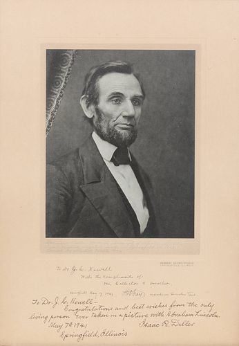 LINCOLN, Abraham (1809-1865). GERMAN, C. S., photographer, after. Photograph portrait, 20th-century reprint from the original 1861 glass negative. Spr