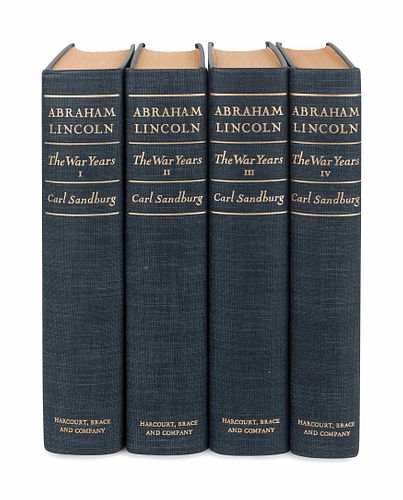 SANDBURG, Carl (1878-1967). Abraham Lincoln: The War Years. New York: Harcourt, Brace & Company, 1939. FIRST TRADE EDITION. [Laid in:] SANDBURG'S SIGN