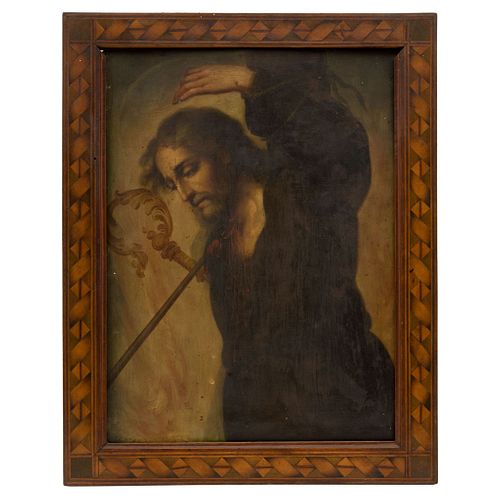 Martyrdom of Saint Thomas (?). Mexico, 19th century. Oil on copper plaque. 19.6 x 15.7" (50 x 40 cm).