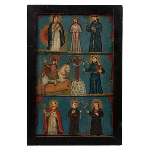 Saints Collections. Mexico, 19th century. Oil on canvas. 24.2 x 15.3" (61.5 x 39 cm)