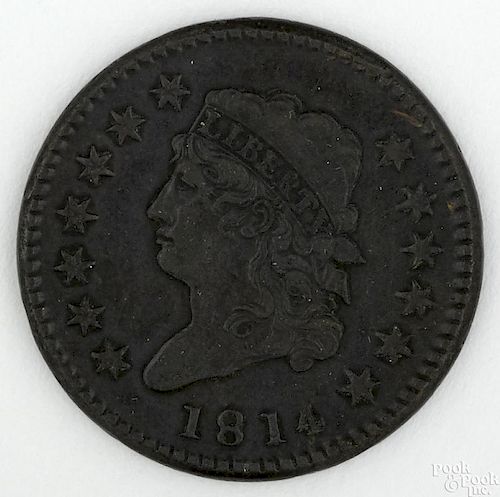 Large cent, 1814, VF.
