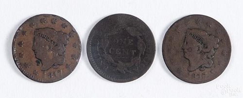 Three Coronet Head large cents, 1817, AG-G.