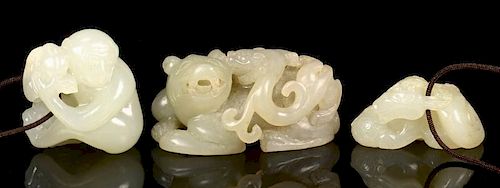 3 Chinese Jade Animal Carvings