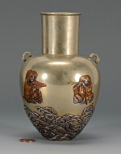 Japanese Meiji Mixed Metals Vase
