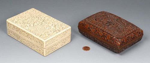 2 Chinese Carved Lacquer Boxes