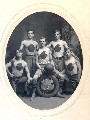 Antique Framed Photo of Hiyawatha Warriors Basketball Team, Painesville OH 1917