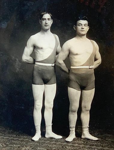 Antique Framed Photo of Circus Strongmen