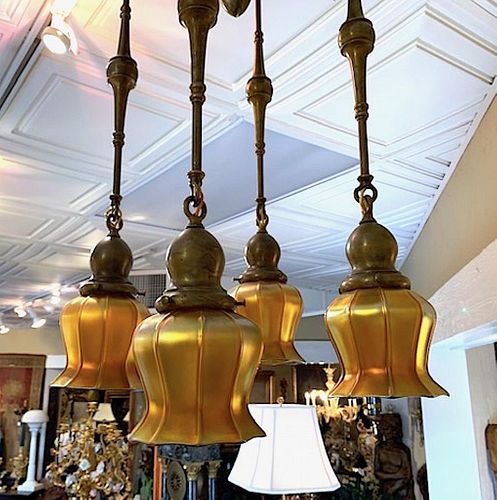 Quezel Four Light Hanging Fixture and Pair Matching Sconces