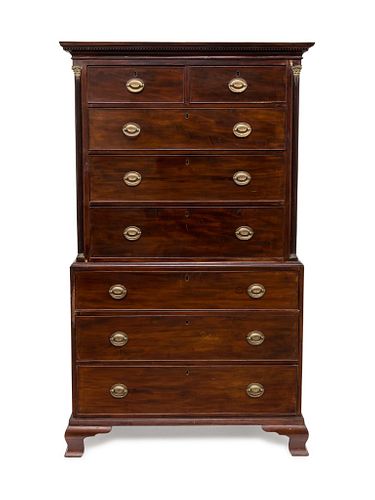 A George IIl Style Mahogany Chest on Chest
Height 75 x width 39 x depth 20 inches.