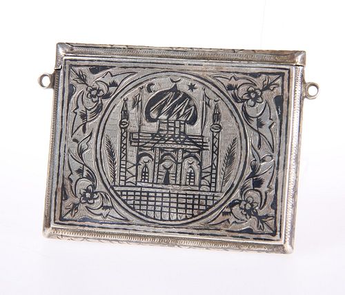 A TURKISH NIELLO SILVER CARD CASE, CIRCA 1900
 Rec