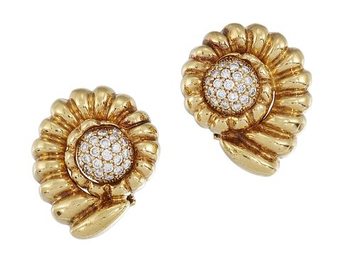 A PAIR OF DIAMOND SET EARRINGS, BY GARRARD AND CO.