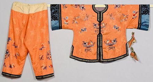 Chinese Mandarin Robe & Pants w/ Binding Shoes