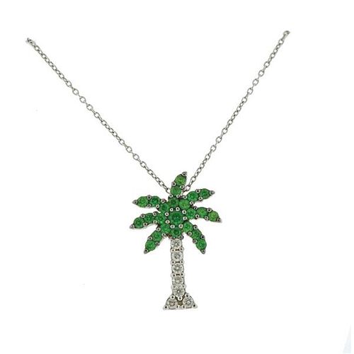 Roberto Coin 18k Gold Tsavorite Diamond Palm Tree Pendant Necklace