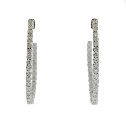14k Gold 3.50ctw Inside Out Diamond Hoop Earrings
