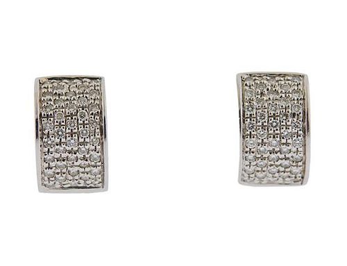 18K Gold Diamond Huggie Earrings