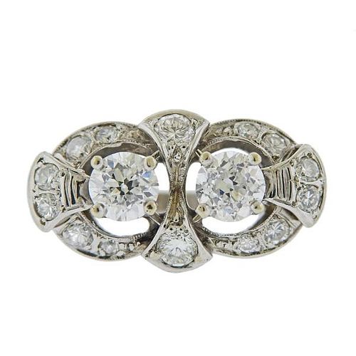 Mid Century 1950s 18k Gold Diamond Ring