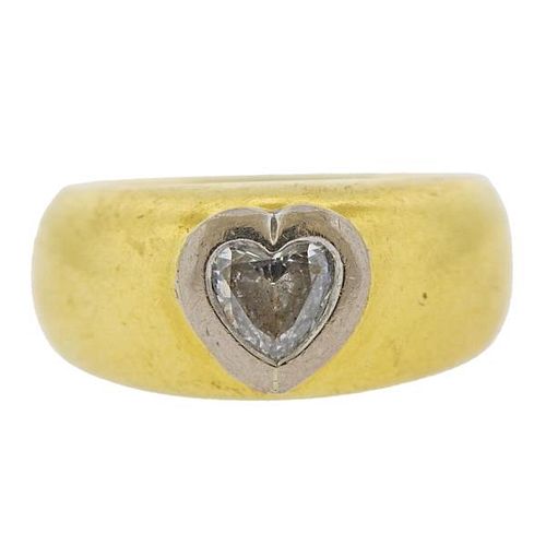18k Gold Heart Diamond Ring