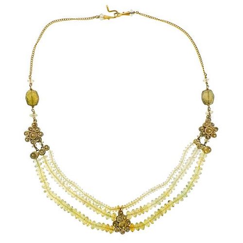 18k Gold Gemstone Bead Necklace