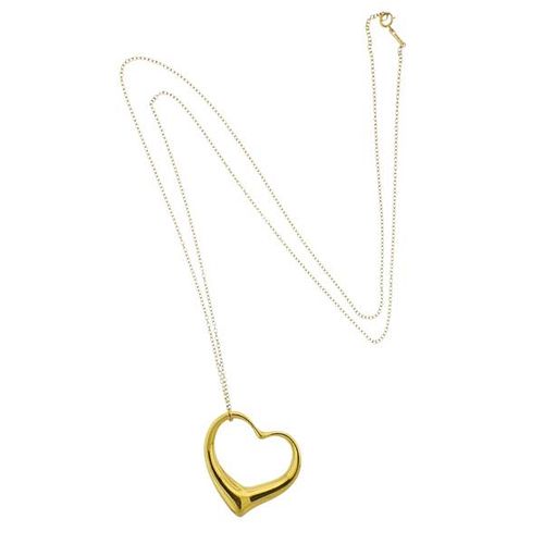 Tiffany &amp; Co Peretti Open Heart 18k Gold Pendant Necklace
