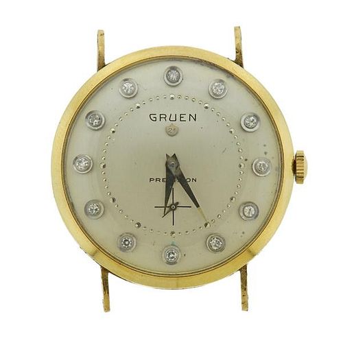 Gruen Precision Vintage 14k Gold Diamond Watch Head