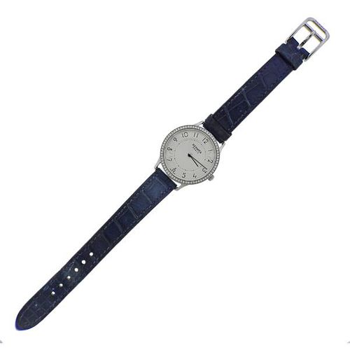 Slim d&#39; Hermes Stainless Steel Diamond Watch CA2.230